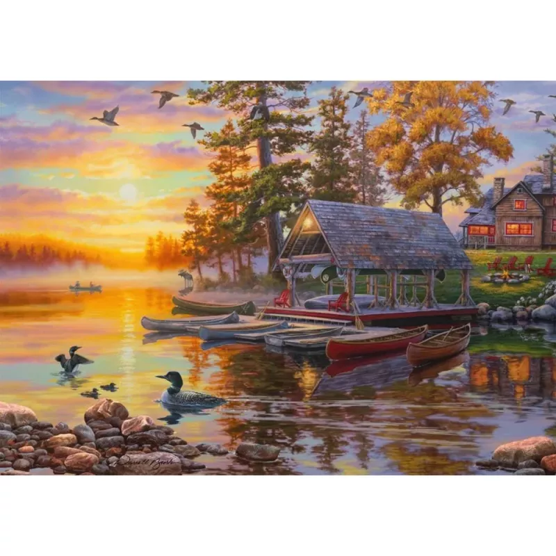 1000-Teile-Puzzle schmidt spiele Darrell Bush Boathouse with Canoes, 1000 Teile
