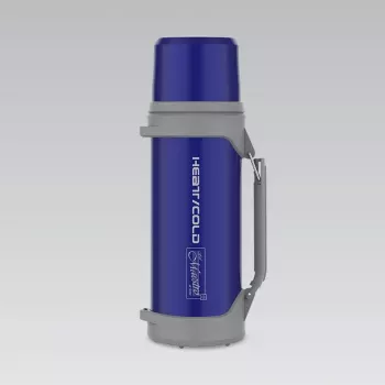 Isolierflasche Maestro MR-1631 1,5 l Blau/Grau, 24 h Wärmespeicherung, mit Deckel, Tasse und Griff