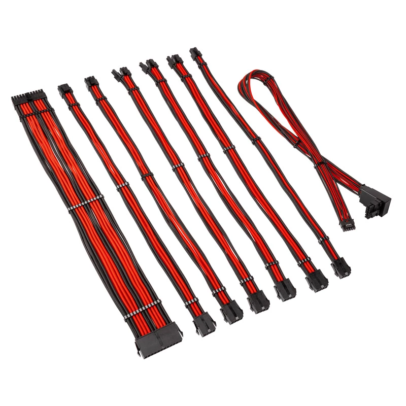 Kabel-/Adapter-Kit Kolink Core Pro 12V-2x6 Typ 2 umflochten, Jet Schwarz/Racing