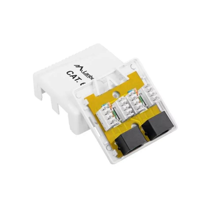 LANBERG Aufputzdose RJ-45 Cat6 OU6-0002-W weiß, 2 Buchsen, 30×54×57 mm