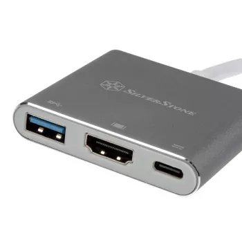 SilverStone SST-EP08C - USB 3.1 Typ-C-Adapter auf HDMI/USB Typ C/USB Typ A - Silber