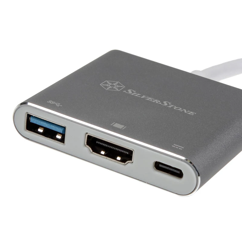 SilverStone SST-EP08C - USB 3.1 Typ-C-Adapter auf HDMI/USB Typ C/USB Typ A - Silber