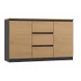 Kommode Topeshop 2D3S ANT/ART BA KPL — anthrazit und eiche, 3 Schubladen, Spanplattengestell