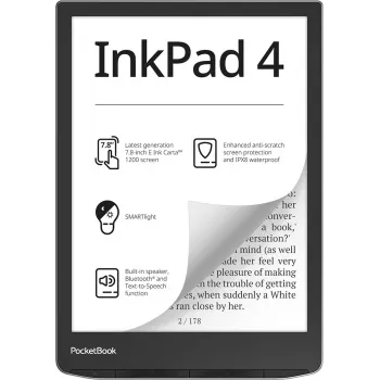 E-Book-Reader PocketBook InkPad 4 7,8 Zoll E Ink Carta, 32 GB, Wi‑Fi, Schwarz/Silber