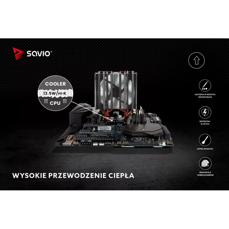 Wärmeleitpaste SAVIO TG-03 1 g — 13,5 W/m·K, grau, inklusive Applikator und Spatel