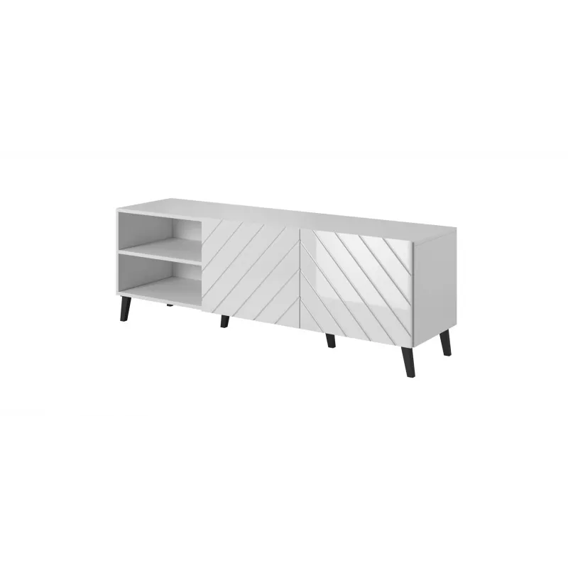 RTV-Schrank ABETO 150x42x52 weiß/weiß glänzend