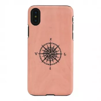 Smartphone-Hülle man and wood für iPhone X/XS, schwarz, Schutzhülle mit Kompassdetail