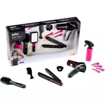 Theo Klein 10-teiliges Mega braunes Kinder-Haarstyling-Schönheitsset aus Kunststoff
