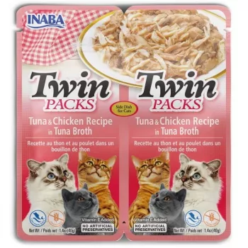 INABA CAT Twin Thunfisch mit Huhn in Brühe – Katzensnack – 2x40g