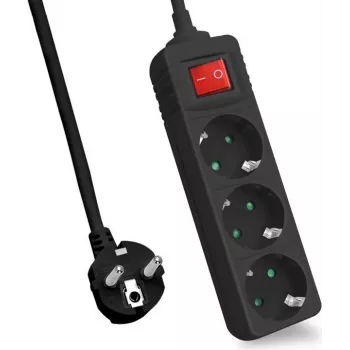 Power strip helos CLASSIC 3-way Schwarz 5.0 m with switch