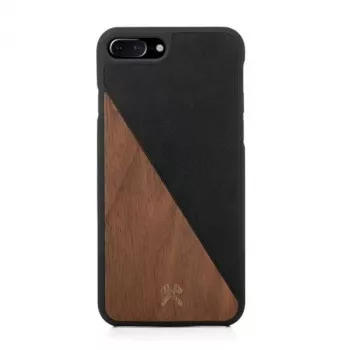 Schutzhülle aus Holz und Leder Woodcessories EcoSplit für iPhone 7 Plus / 8 Plus — Walnuss Schwarz
