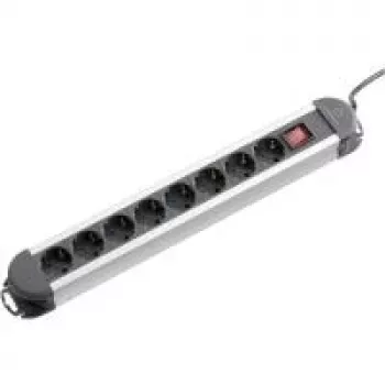 Steckdosenleiste Renkforce 815A-CMB, 8 Steckdosen, schwarz/silber, mit Schalter