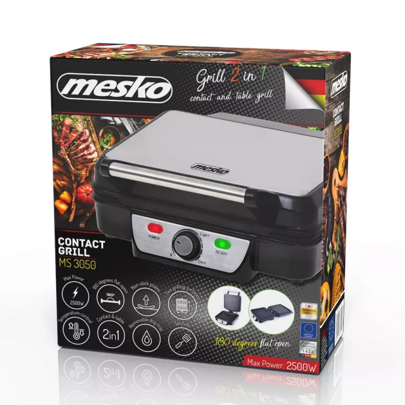 Mesko MS 3050 Kontaktgrill, 1800 W, Schwarz/Edelstahl