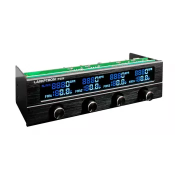 5,25-Zoll-Lüftersteuerung Lamptron FC5 V2 schwarz — Multi-Lüfter-PWM-/manuelle Steuerung, Frontpanel-Einbau