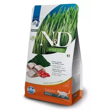 Trockenfutter für Katzen Farmina N&D Spirulina Hering 1,5 kg — getreidefrei, 44 % Protein, 20 % Fett