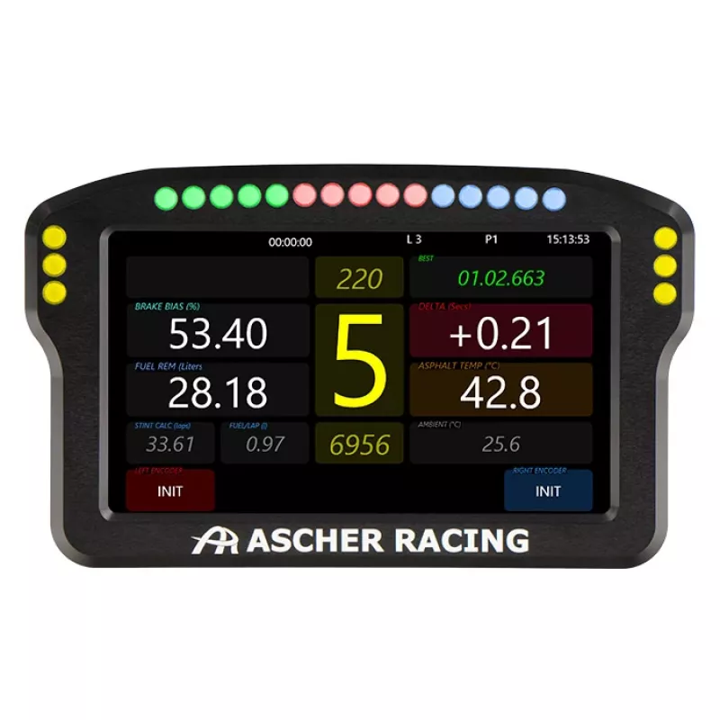 Lenkrad-Dashboard-Panel Ascher Racing 5 Zoll Modell 76080029 für Sim-Racing-Displays