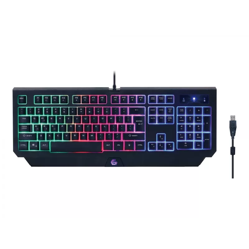Gaming-Tastatur GEMBIRD GGS-UMGL4-01, Vollgröße, USB, QWERTY, 104 Tasten, US-Englisch, mit Maus, schwarz