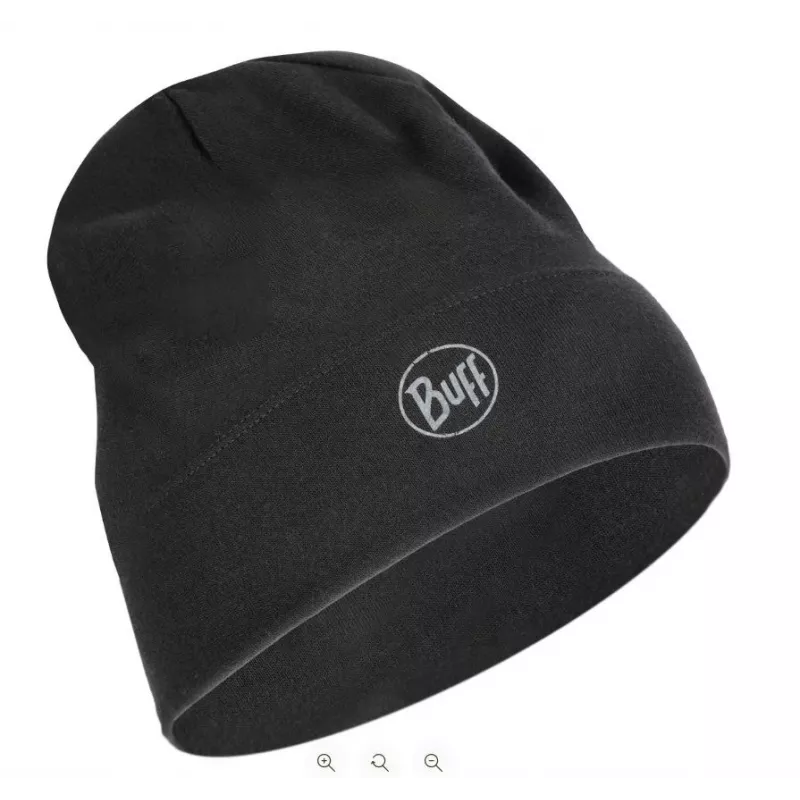 Beanie-Mütze Buff Merino Midweight — Solid Schwarz, Einheitsgröße, Merinowolle, Herbst/Winter, Sport