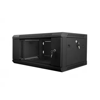 Wandmontierbarer Netzwerkschrank LANBERG WF01-6404-10B 4U 19 Zoll 600×450×285 mm IP20 schwarz, Tragfähigkeit 60 kg