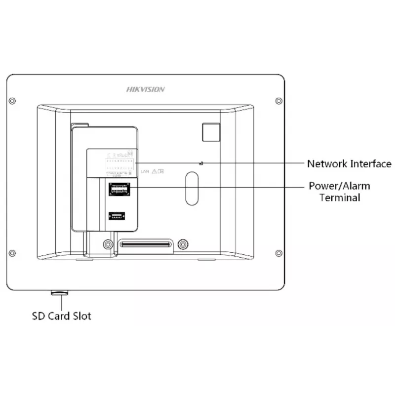 Video-Gegensprechanlage Hikvision DS-KH8350-TE1 7 Zoll IPS-Touchscreen, PoE, SIP, MicroSD-Steckplatz, 1024×600, Aluminiumgehäuse, Schwarz
