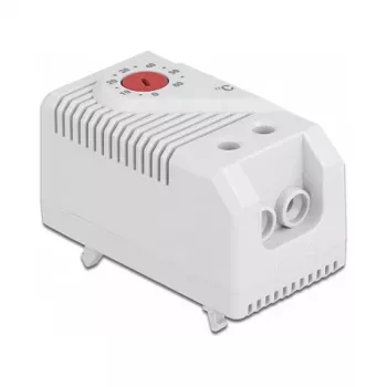 Thermostat DELOCK 66824, Kunststoffgehäuse, IP20, 30 W, 250 V, 10 A, 43×60×33 mm, grau/rot