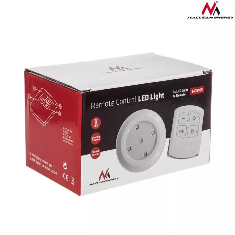 Maclean Energy MCE165 Fernbedienungs-LED-Lampen-Set, AAA-Batterien, 6 Stück im Set