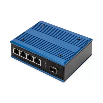 Digitus 4-Port Gigabit Ethernet Netzwerk PoE Switch, industriell, unmanaged, 1 SFP Uplink