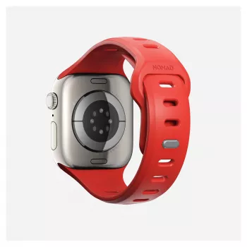 Band Nomad Tempo — Rotes Gummi, 18 mm Breite, passt an Handgelenke 135–175 mm