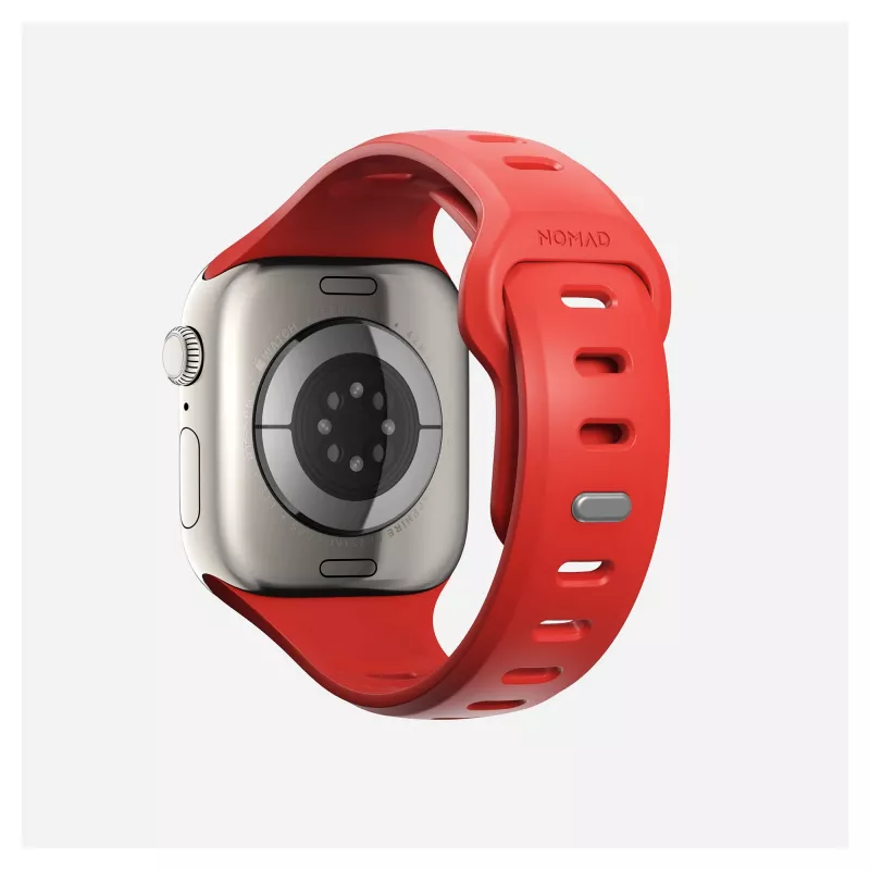 Band Nomad Tempo — Rotes Gummi, 18 mm Breite, passt an Handgelenke 135–175 mm