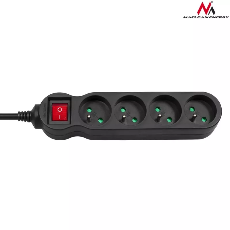 Maclean MCE180 Steckdosenleiste 1,4 m 4 Innensteckdosen Schwarz