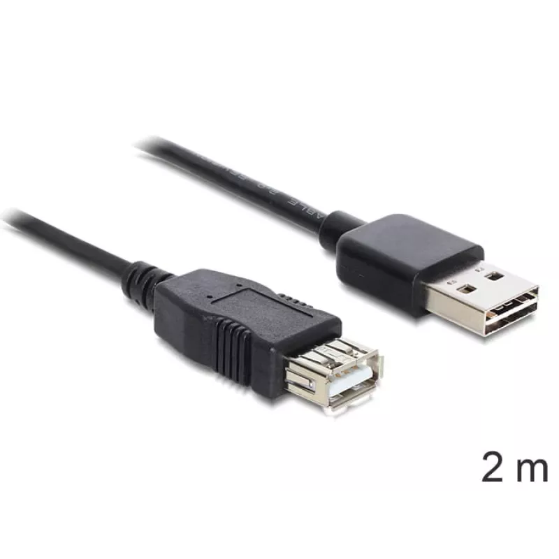 USB-Kabel DeLOCK EASY-USB 2.0-A 2m Schwarz