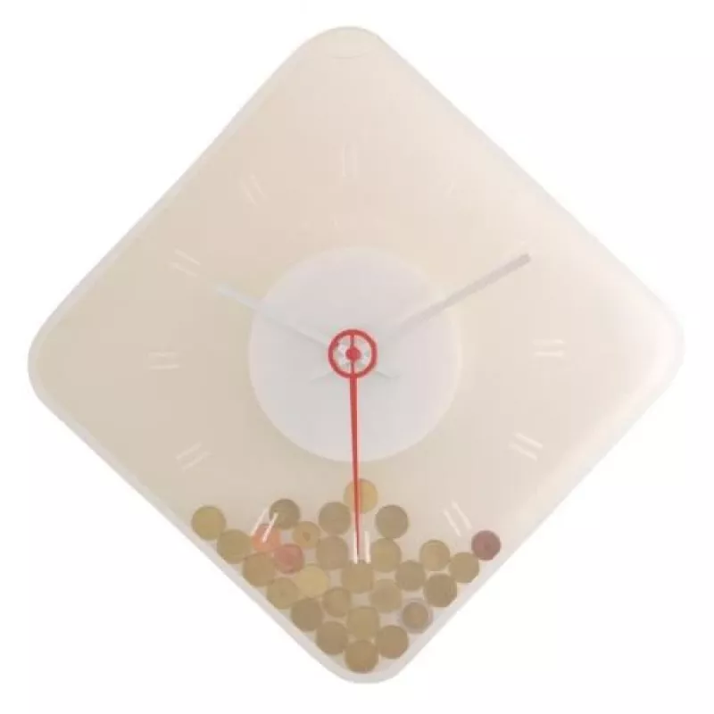NeXtime klok 3006 Coins, 35x35 cm, Wand, Transparent