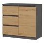 Kommode Top e shop Topeshop 1D3S 80×40×75 cm, Anthrazit-Eiche artisan matt