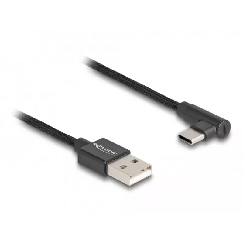 DeLOCK USB 2.0 Kabel Typ-A Stecker auf USB Typ-C Stecker abgewinkelt 0,5 m schwarz
