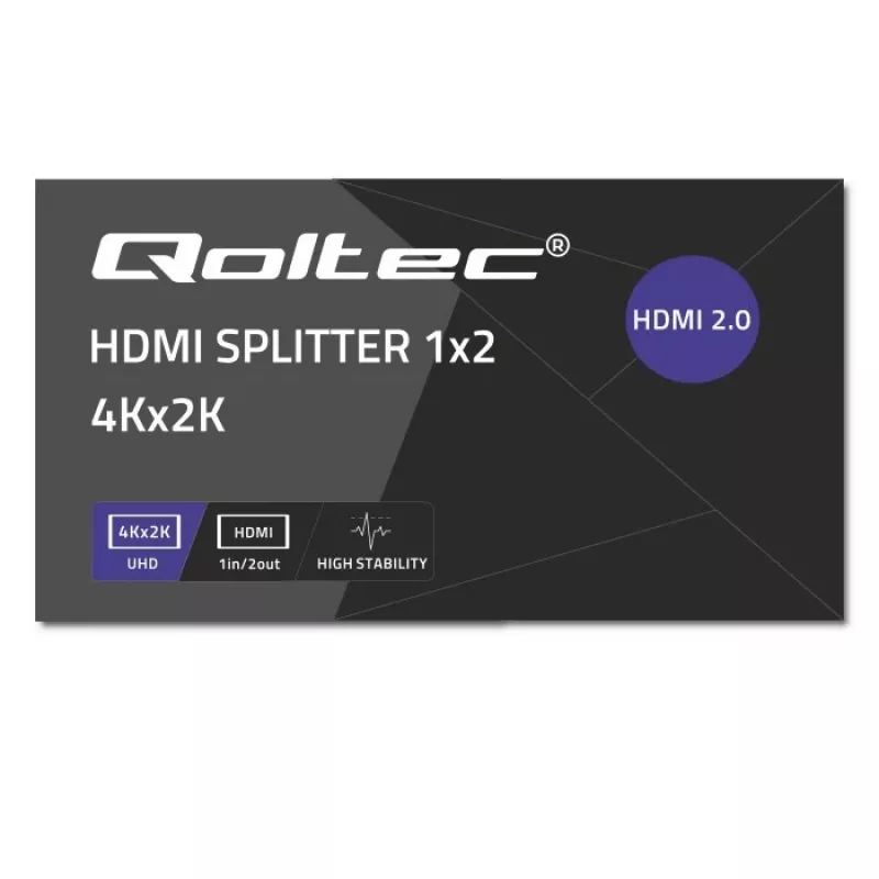 Qoltec 51797 Aktiver HDMI-Splitter 2 x HDMI 4K x 2K | 6 Gb/s | 60 Hz