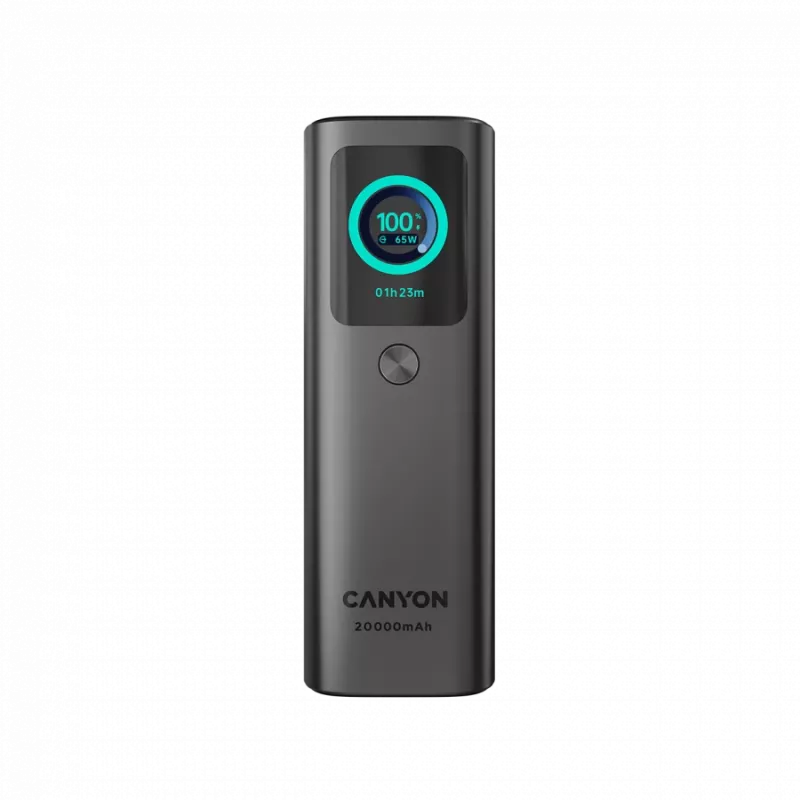 CANYON Powerbank mit integriertem Kabel OnPower 265 20000mAh 165W Aluminium Dunkelgrau