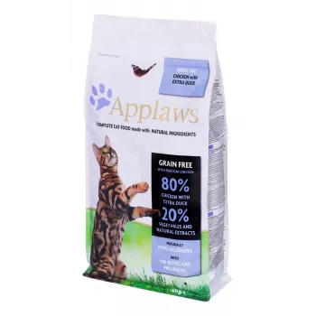 Trockenfutter für Katzen Applaws Huhn mit Ente 2 kg – getreidefreies Alleinfuttermittel für ausgewachsene Katzen, 36,5 % Protein, 16 % Fett