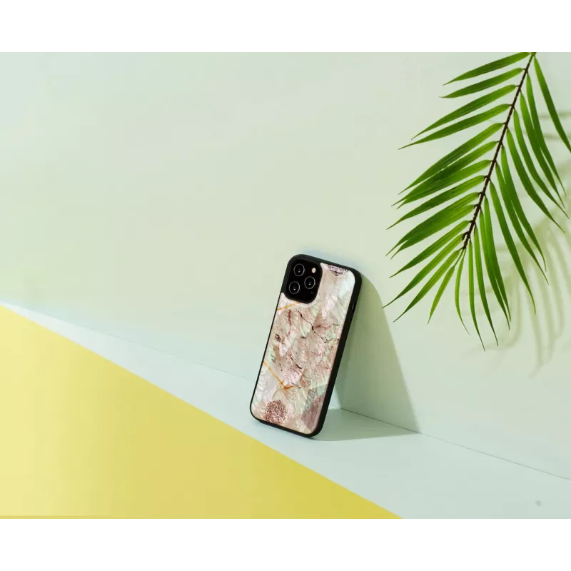 Schutzhülle iKins für Apple iPhone 12 / 12 Pro – Pink-Marmor-Design