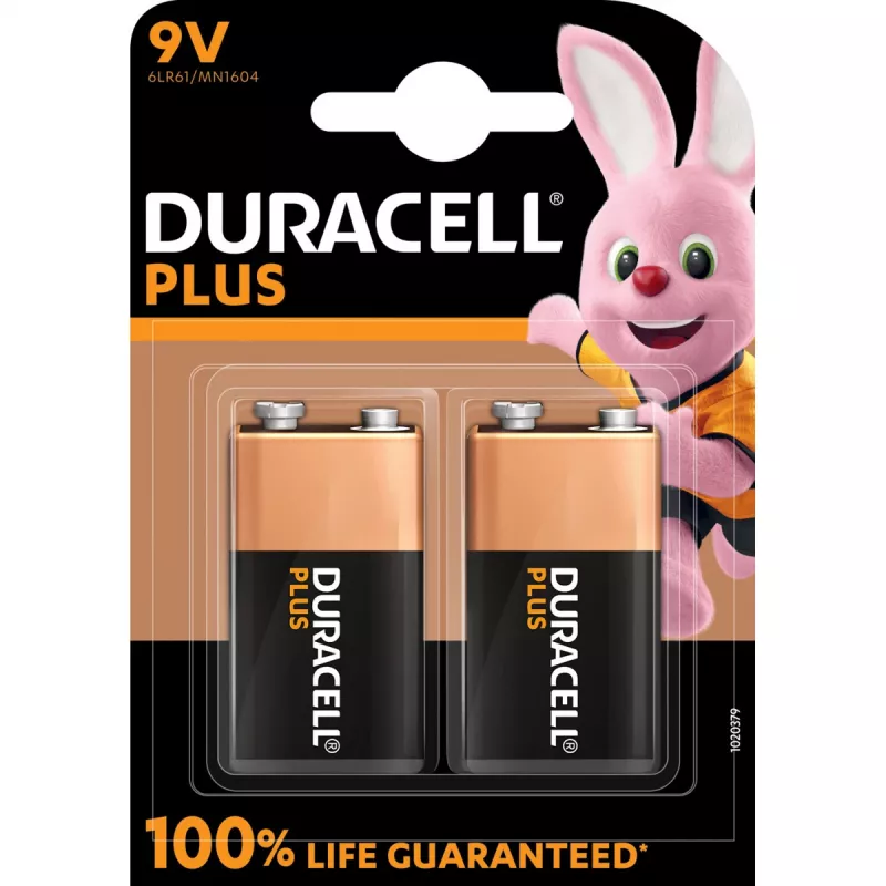 Battery Duracell Plus 9V (MN1604) — 2er-Pack, 0,102 kg Gesamtgewicht