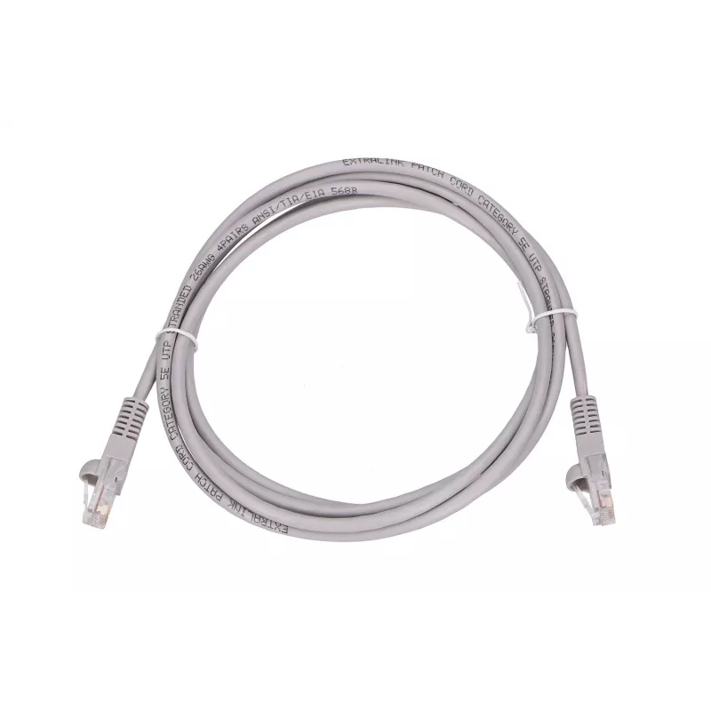 LAN-Patchkabel Extralink Cat.5e UTP 2 m, RJ-45 auf RJ-45, grau