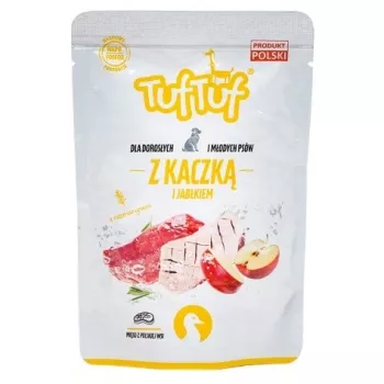 TufTuf Nassfutter für Hunde Ente mit Apfel 300 g — vollwertige Nassfuttermahlzeit für ausgewachsene Hunde, 69 % Feuchtigkeit, 9,8 % Protein
