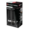 Russell Hobbs 28010-56 Electric Salt Mill Set (High Quality, Automatic, Adjustable Grinding, Light on Base, Schwarz Metal Design) Pepper Mill