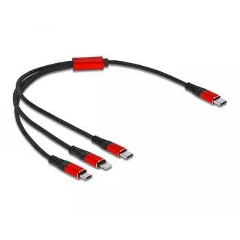 USB-Ladekabel DeLOCK 86710 3-in-1 USB Type-C auf Lightning Micro USB 30 cm Schwarz Rot