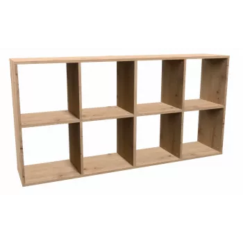 Wohnzimmer-Bücherregal Top e Shop MALAX 2X4 ARTISAN, Naturholz, 8 Regalböden, 1470×300×750 mm