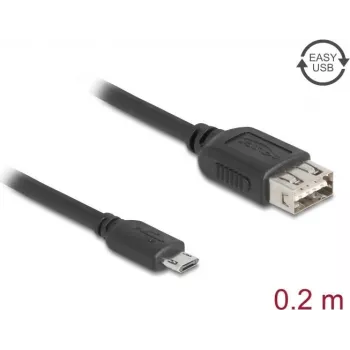 USB 2.0 Kabel DELOCK 81516 — Micro‑USB B auf USB A, 0,2 m, schwarz, vergoldete Kontakte