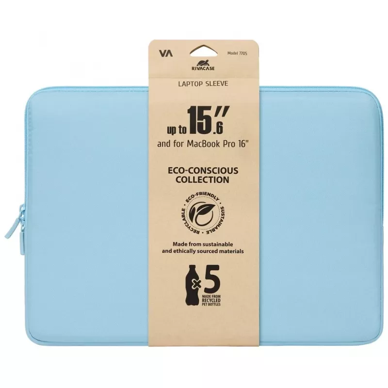 Laptophülle Rivacase Riva Szuzuka 15,6 Zoll Pastellblau, gepolsterte Schutzhülle