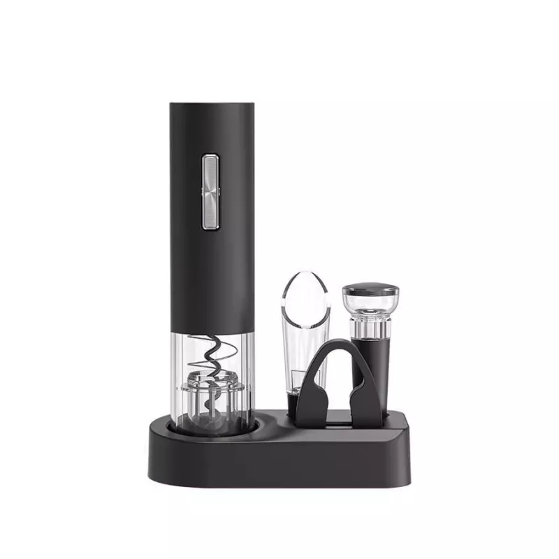 Elektrischer Korkenzieher Maestro MR-1623 USB-wiederaufladbarer kabelloser Flaschenöffner, schwarz, Set mit 5 Zubehörteilen
