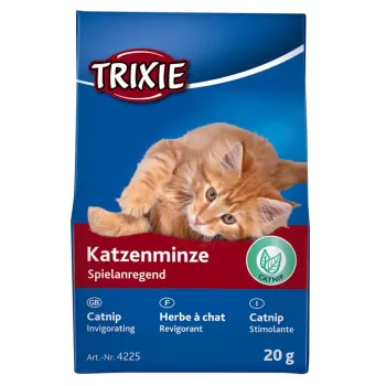 Katzenminze-Snack Trixie 4225 — 20 g pflanzliche Gras- und Gemüse-Delikatesse für ausgewachsene Katzen, Kartonverpackung