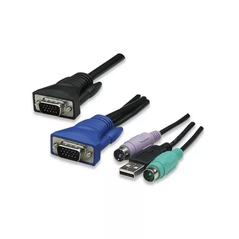 Intellinet 8-Port Rackmount KVM Switch, Combo USB + PS/2, On-Screen-Display, Kabel im Lieferumfang (Euro 2-Pin Stecker)