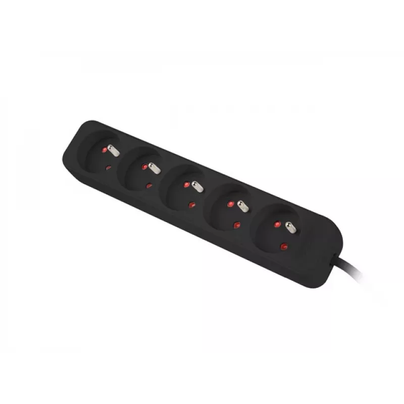 Lanberg PS0-05E-0300-BK Verlängerungskabel 3 m 5 AC-Ausgänge Innen Schwarz (PS0-05E-0300-BK)